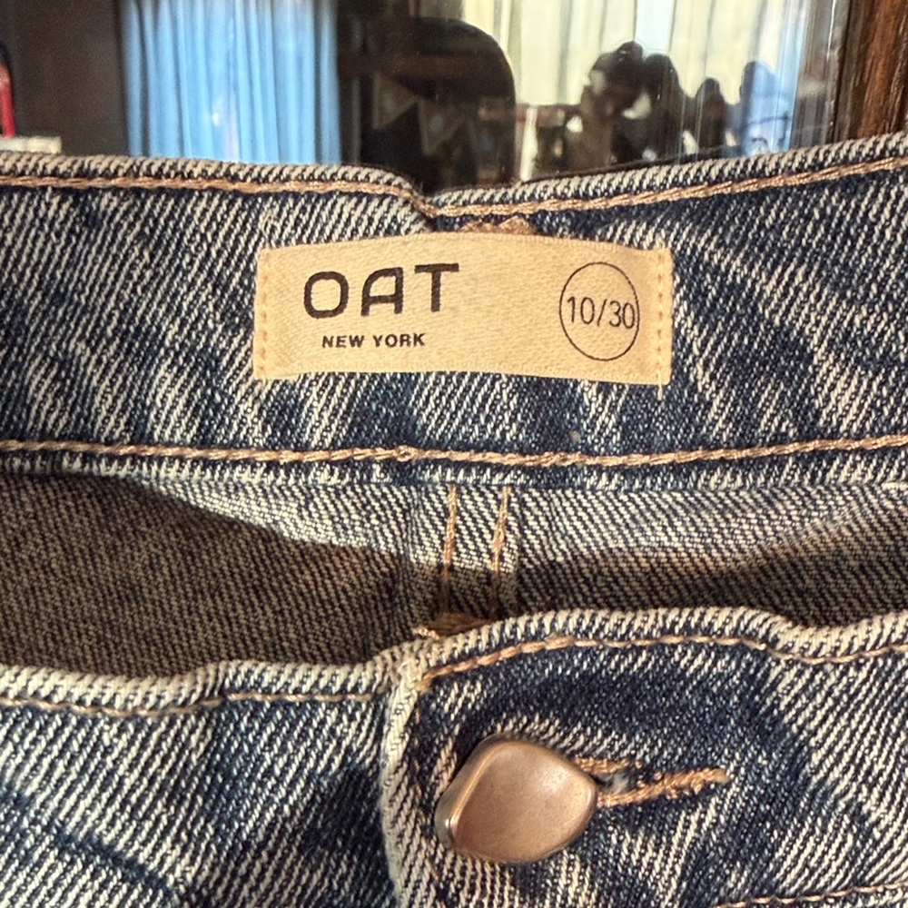 Oat New York Women's High Rise Jeans in Light and Dark‎ Blue Straight Ankle - Picture 2 of 5